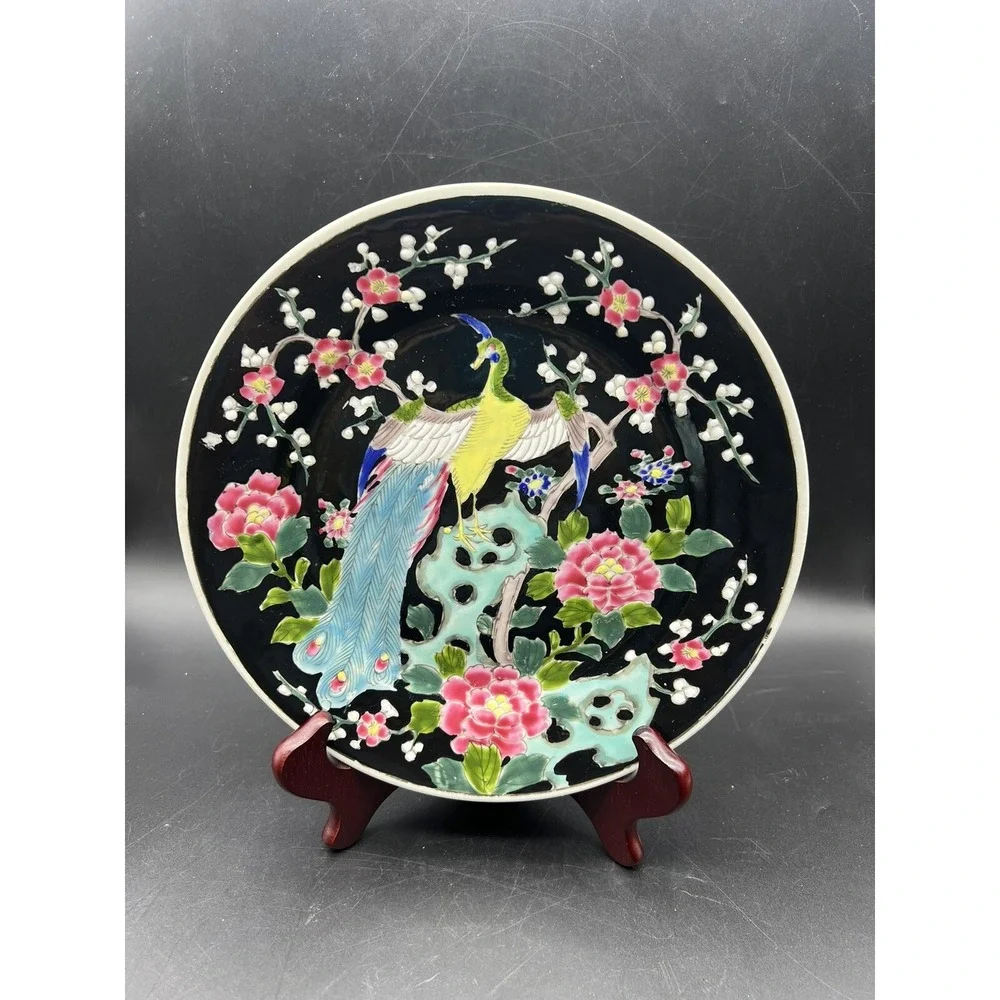 Antique Nippon Peacock/ Phoenix Bird Plate 9.5